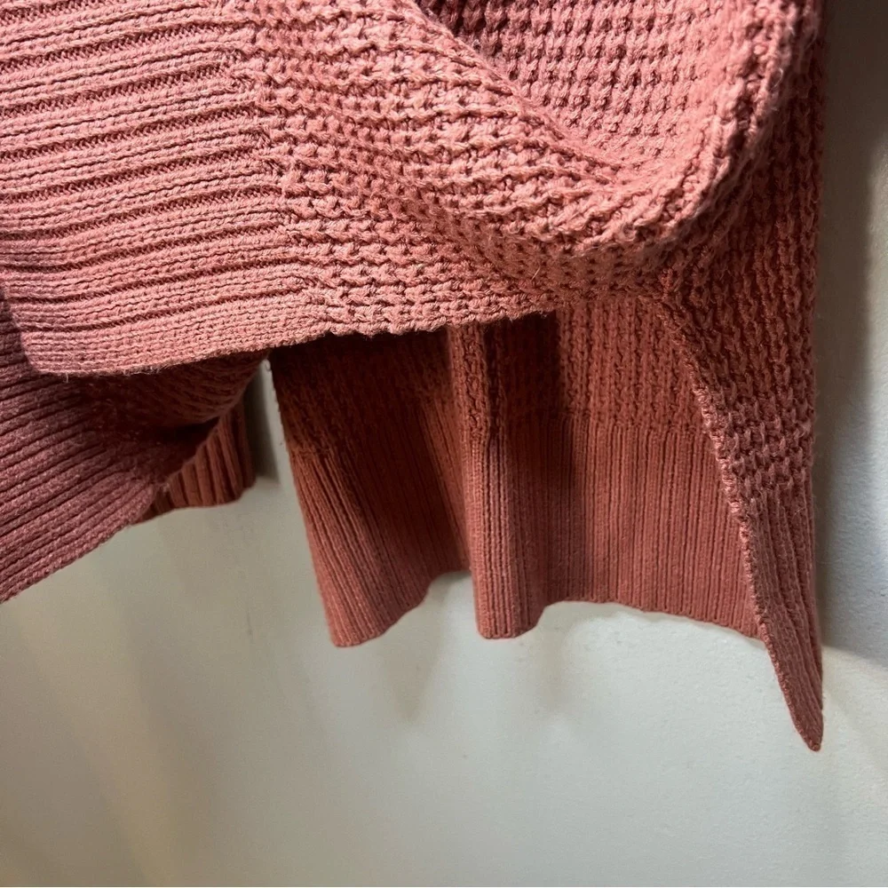 Arizona Jean Co Women's Knit Sweater Pink Sz M Stretch Waffle Longline Boho fall